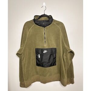 Nike Sweatshit Mens XL 1/2 Zip Borg Sweat Fleece Anorak Performance Pocket *FLAW